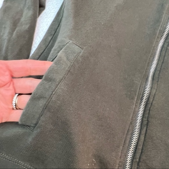 asos Army Green Jersey Full Zip Women's Aviator Jacket Size XS - Picture 12 of 13